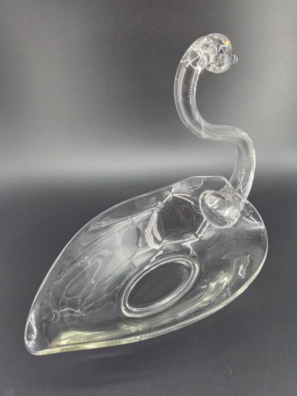 Vintage Duncan Miller Glass Swan Bowl 12